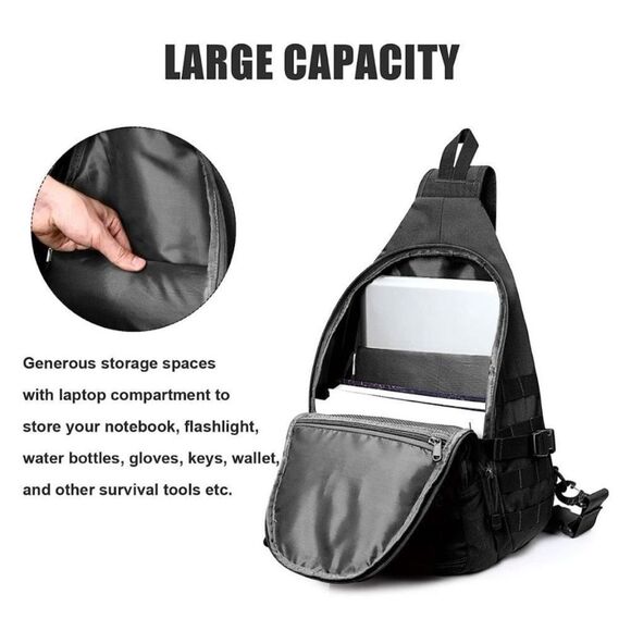 CCDW Tactical EDC Sling Backpack, Military Rover Shoulder Sling Bag Pack… - Picture 6 of 6